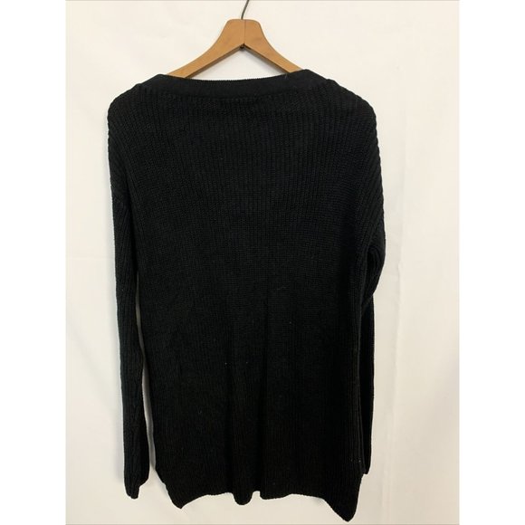 Guess Los Angeles Womens Lace Up Black Long Sleeve Thermal Blouse Top - Picture 4 of 6